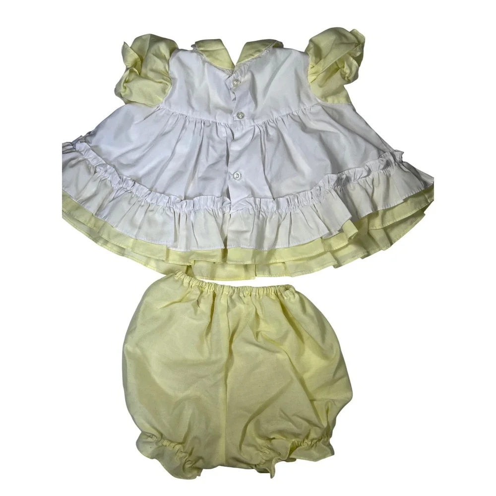 Vintage I Love Grandma Baby Girl‎ Outfit Yellow White Embroidered 12 Months 2pc
